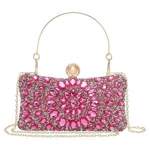 Uxcell Sparkly Crystal Rhinestone Evening Clutch Purse (Rose)
